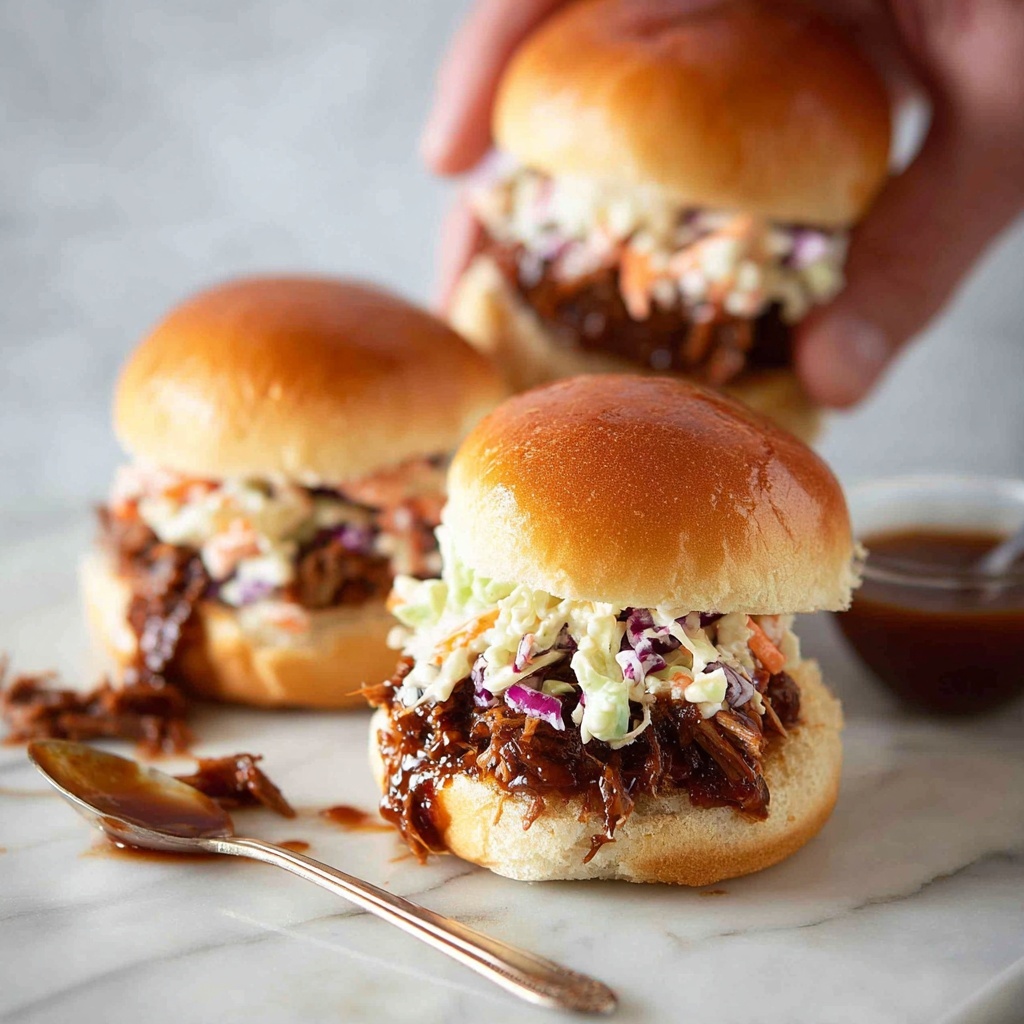 Slow Cooker BBQ Pulled Pork Sandwiches with Coleslaw Recipe - Recipe Image