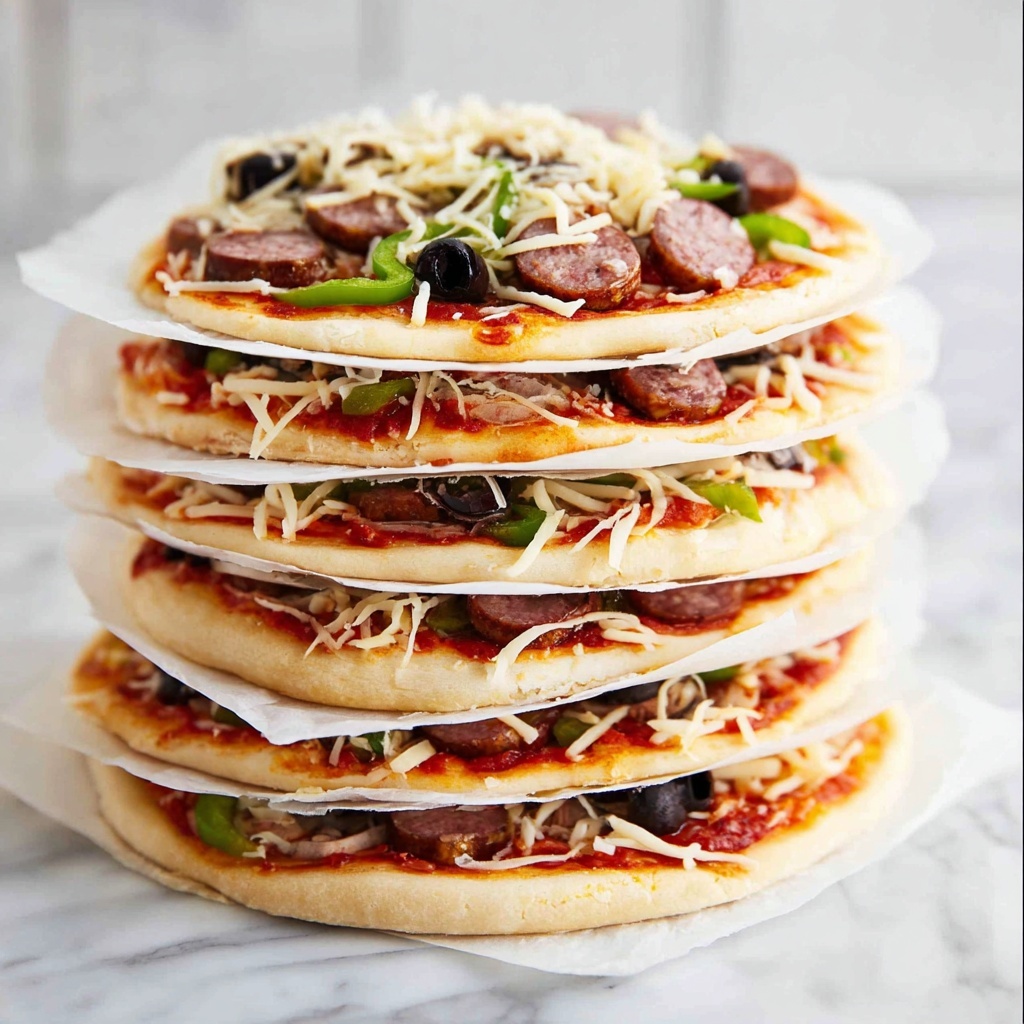 Homemade Frozen Pizzas with Salami, Olives, and Mushrooms Recipe - Recipe Image