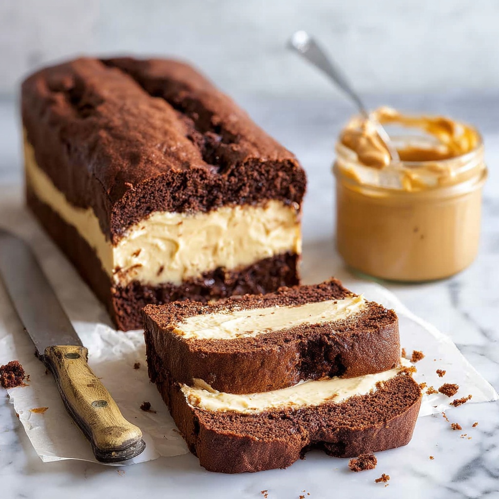 Peanut Butter Cheesecake Stuffed Chocolate Loaf Recipe - Recipe Image