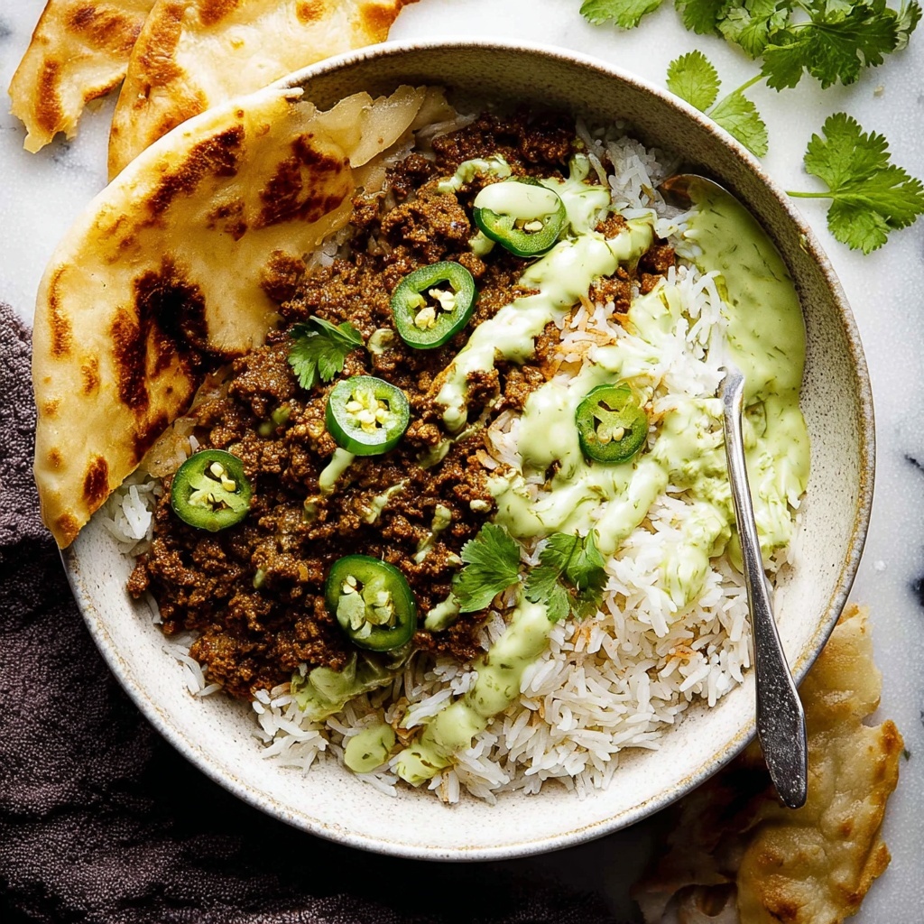 Qeema Indian Curried Beef with Mint Yogurt Recipe - Recipe Image