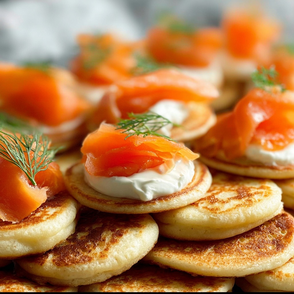 Blini with Smoked Salmon and Dill Cream Cheese Recipe - Recipe Image
