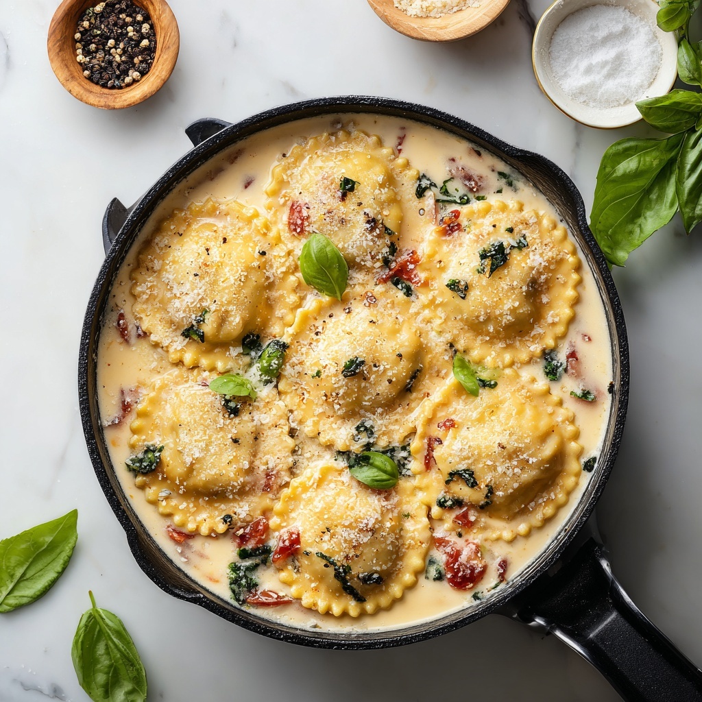 Creamy Tuscan Ravioli Recipe - Recipe Image