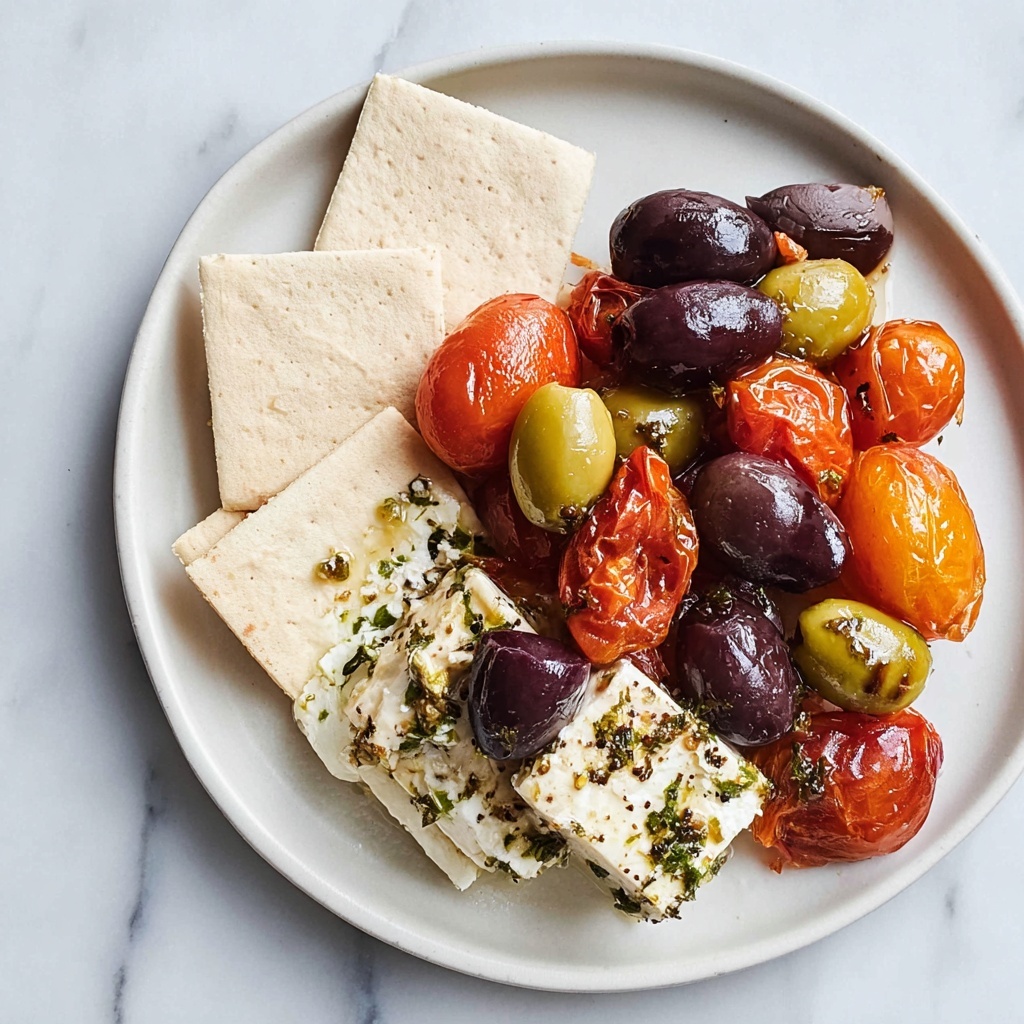 Baked Feta with Olives and Cherry Tomatoes Recipe - Recipe Image