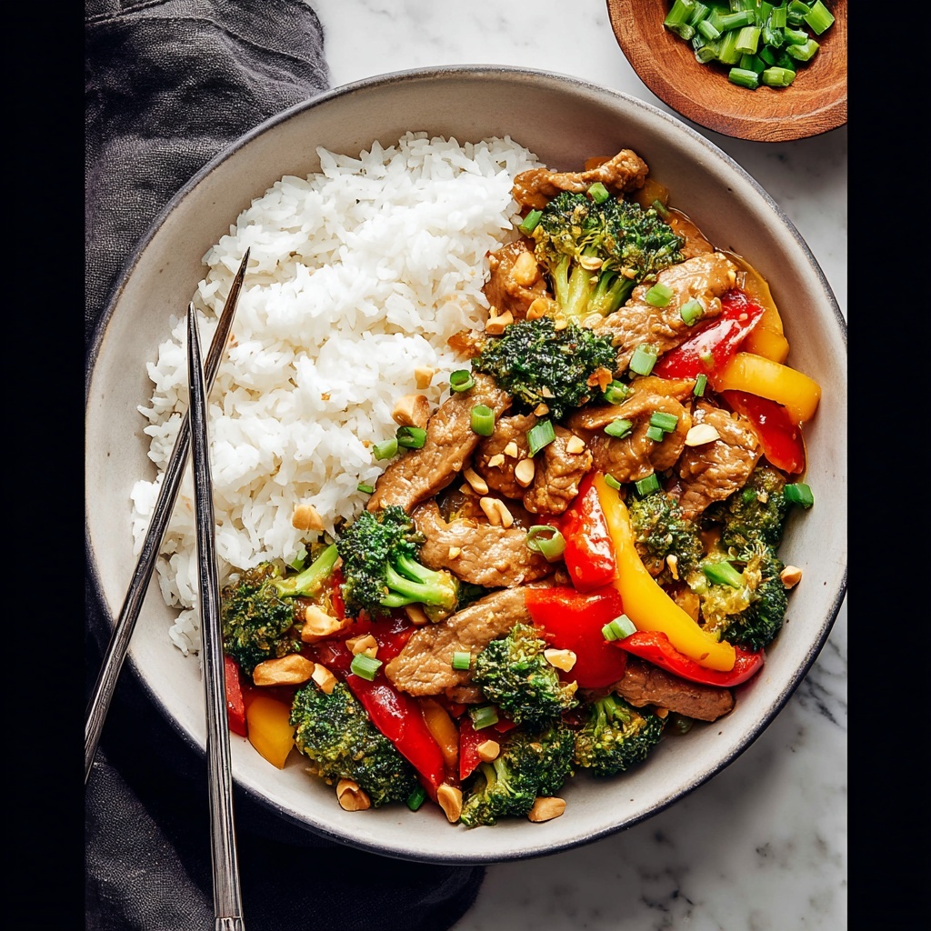 Pork Stir Fry with Vegetables and Peanuts Recipe - Recipe Image