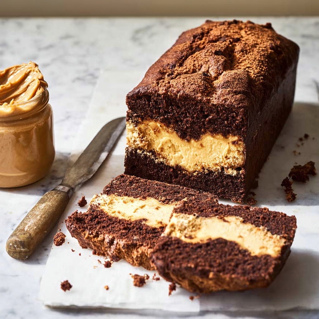 Peanut Butter Cheesecake Stuffed Chocolate Loaf Recipe - Recipe Image