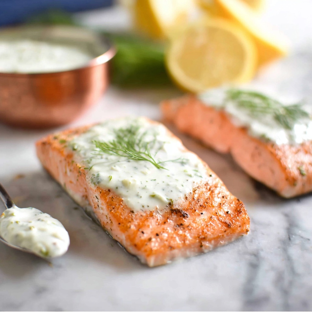 Creamy Dill Sauce with Salmon or Trout Recipe - Recipe Image