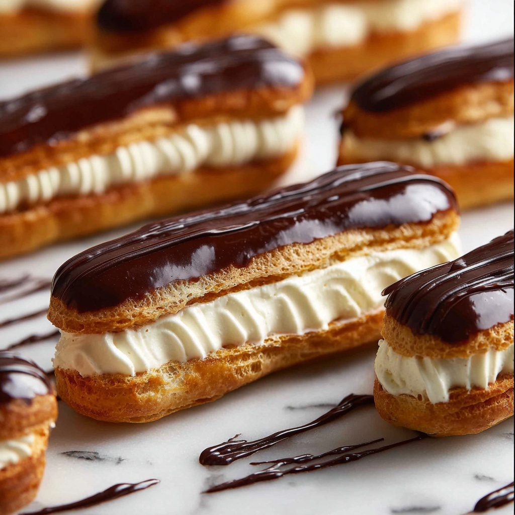 Chocolate Filled Eclairs with Mascarpone Cream Recipe - Recipe Image