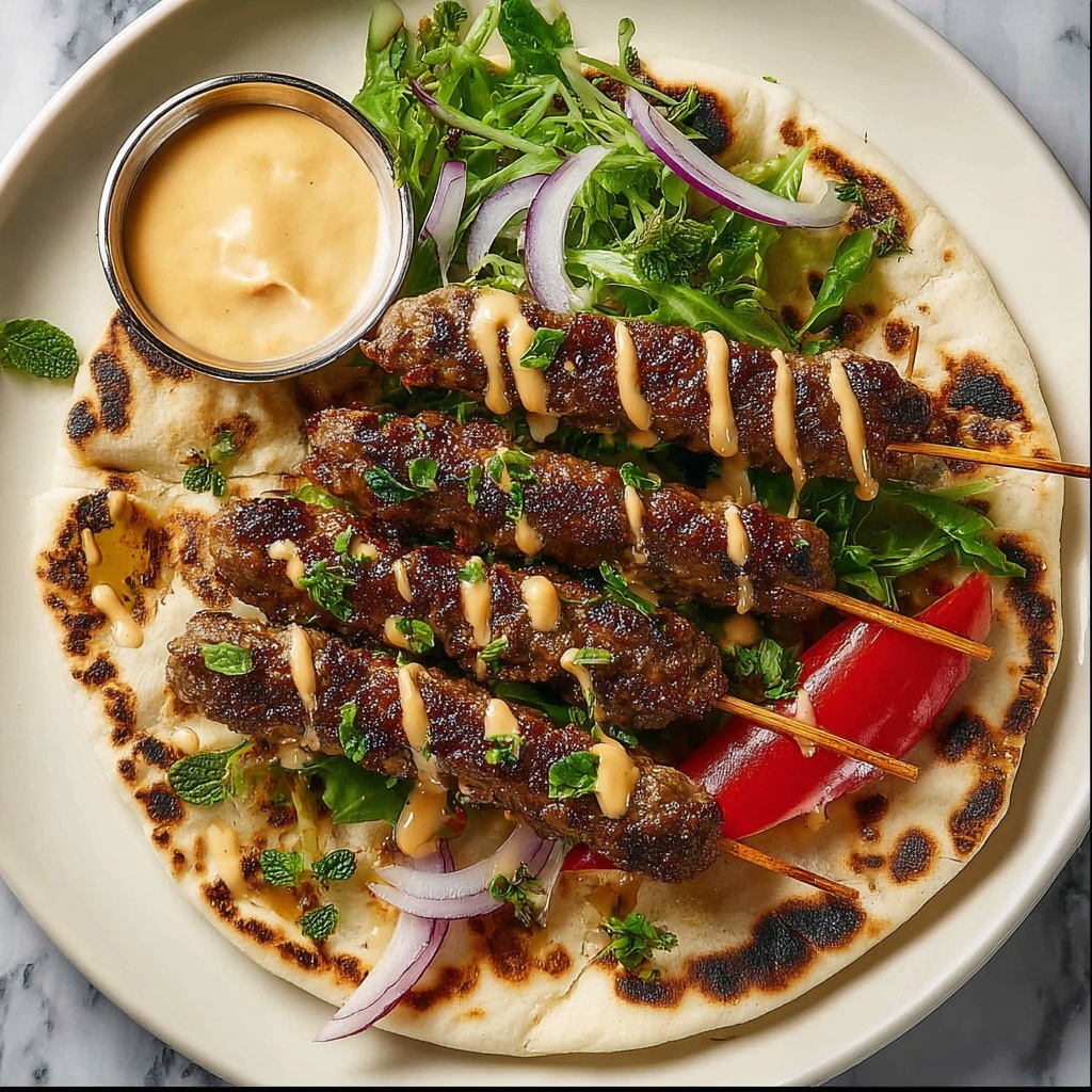 Greek Lamb Kofta Kebabs with Yogurt-Mustard Sauce Recipe - Recipe Image