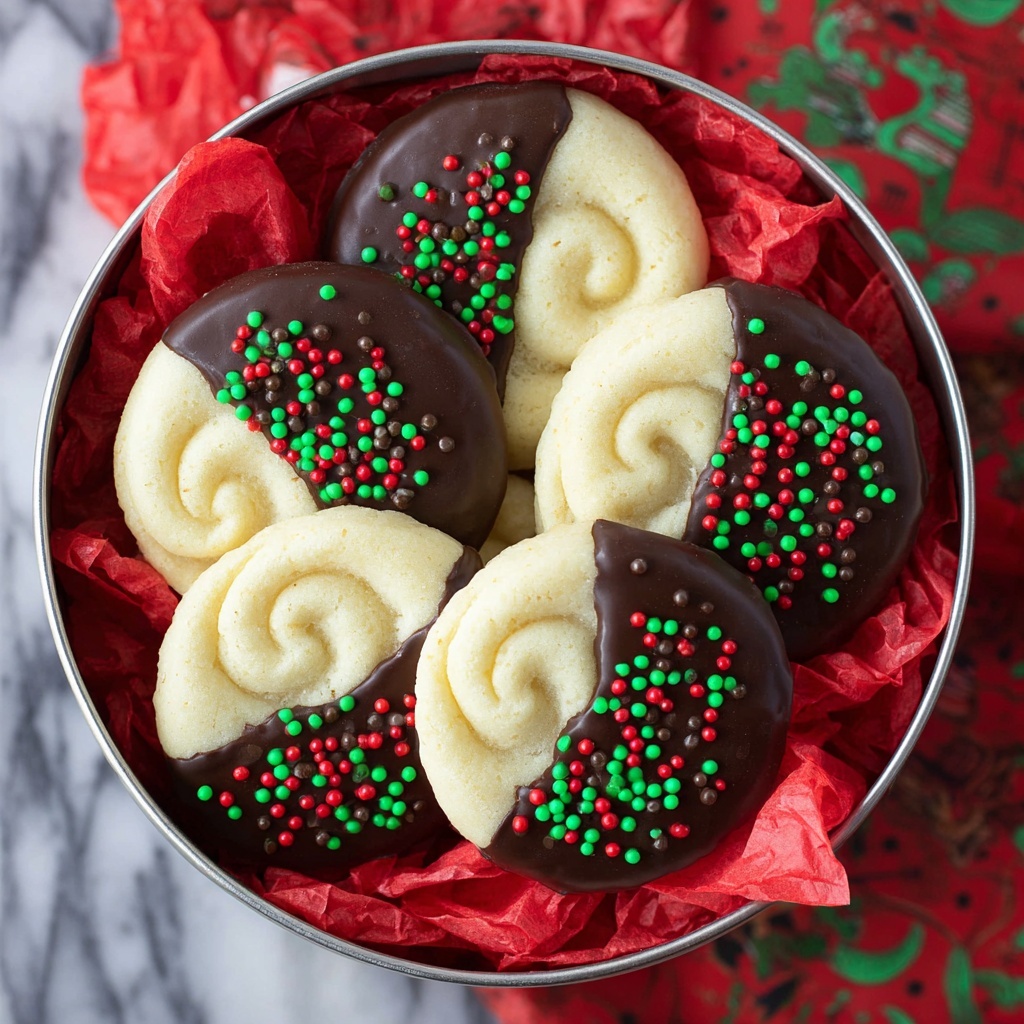 Butter Cookie Swirls with Chocolate Drizzle and Sprinkles Recipe - Recipe Image