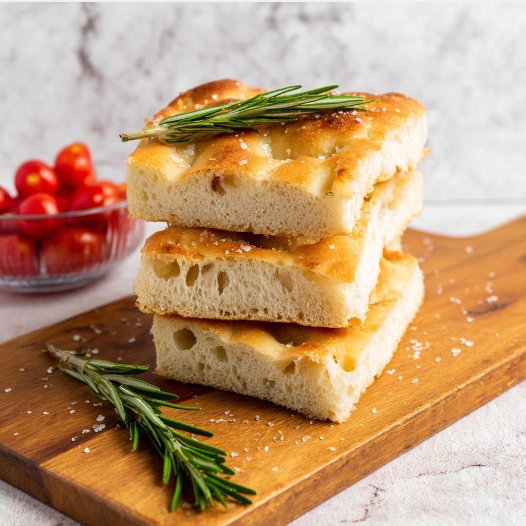 Homemade Rosemary Focaccia</system> Recipe – Recipe Image” class=”wp-image-15402″/></figure>
<h3>Garnishes</h3>
<p>Fresh rosemary is the standout garnish, but feel free to add a sprinkle of flaky sea salt or even a drizzle of balsamic glaze for a burst of tangy sweetness.</p>
<h3>Side Dishes</h3>
<p>This focaccia pairs beautifully with fresh salads, hearty soups like minestrone, or alongside a cheese and charcuterie board. It’s also incredible dipped in olive oil and a touch of aged balsamic vinegar.</p>
<h3>Creative Ways to Present</h3>
<p>Slice focaccia into strips for easy sharing, or cut into squares and serve as bruschetta with a variety of toppings like tomatoes, mozzarella, and basil. You can even use it as sandwich bread to elevate any filling.</p>
<h2>Make Ahead and Storage</h2>
<h3>Storing Leftovers</h3>
<p>Wrap leftover focaccia tightly in plastic wrap or store in an airtight container at room temperature. It stays fresh for about 2 days, perfect for enjoying on the go or as a quick snack.</p>
<h3>Freezing</h3>
<p>You can freeze focaccia by wrapping it tightly in plastic wrap and then foil. Thaw at room temperature when ready, which preserves freshness without sacrificing texture.</p>
<h3>Reheating</h3>
<p>Reheat focaccia in a preheated oven at 350°F for about 5–7 minutes to restore its crisp crust and warm, soft interior. Avoid using a microwave as it can make the bread soggy.</p>
<h2>FAQs</h2>
<h3>Can I use regular all-purpose flour instead of bread flour?</h3>
<p>Yes, but bread flour is preferred because its higher protein content helps develop gluten, giving you that perfect chewy texture that focaccia is known for.</p>
<h3>Do I need to use fresh rosemary?</h3>
<p>Fresh rosemary delivers the best flavor and aroma, but if you only have dried rosemary, use about one-third the amount, and sprinkle it on top before baking.</p>
<h3>Why do I need to spray water in the oven?</h3>
<p>Spraying water creates steam inside the oven, which helps the focaccia develop a crisp, golden crust while keeping the inside soft and moist.</p>
<h3>Can I make this dough in advance?</h3>
<p>Absolutely! After the first rise, you can refrigerate the dough overnight. Just bring it back to room temperature, then proceed with shaping and the second rise.</p>
<h3>How thick should the focaccia dough be before baking?</h3>
<p>About 1/2 to 3/4 inch thick. Pushing your fingers in to create dimples will naturally spread it out to the perfect thickness while still leaving some height for a fluffy interior.</p>
<h2>Final Thoughts</h2>
<p>There’s something truly magical about pulling a warm pan of Homemade Rosemary Focaccia Recipe from the oven—the scent alone will make your kitchen feel like a cozy Italian bakery. This recipe isn’t just about making bread; it’s about creating a joyful experience to share with friends and family. I encourage you to try this recipe, savor each bite, and maybe even experiment with your own herby twists. Trust me, once you taste this focaccia, it’s going to become a beloved staple in your baking repertoire!</p>



<a class=