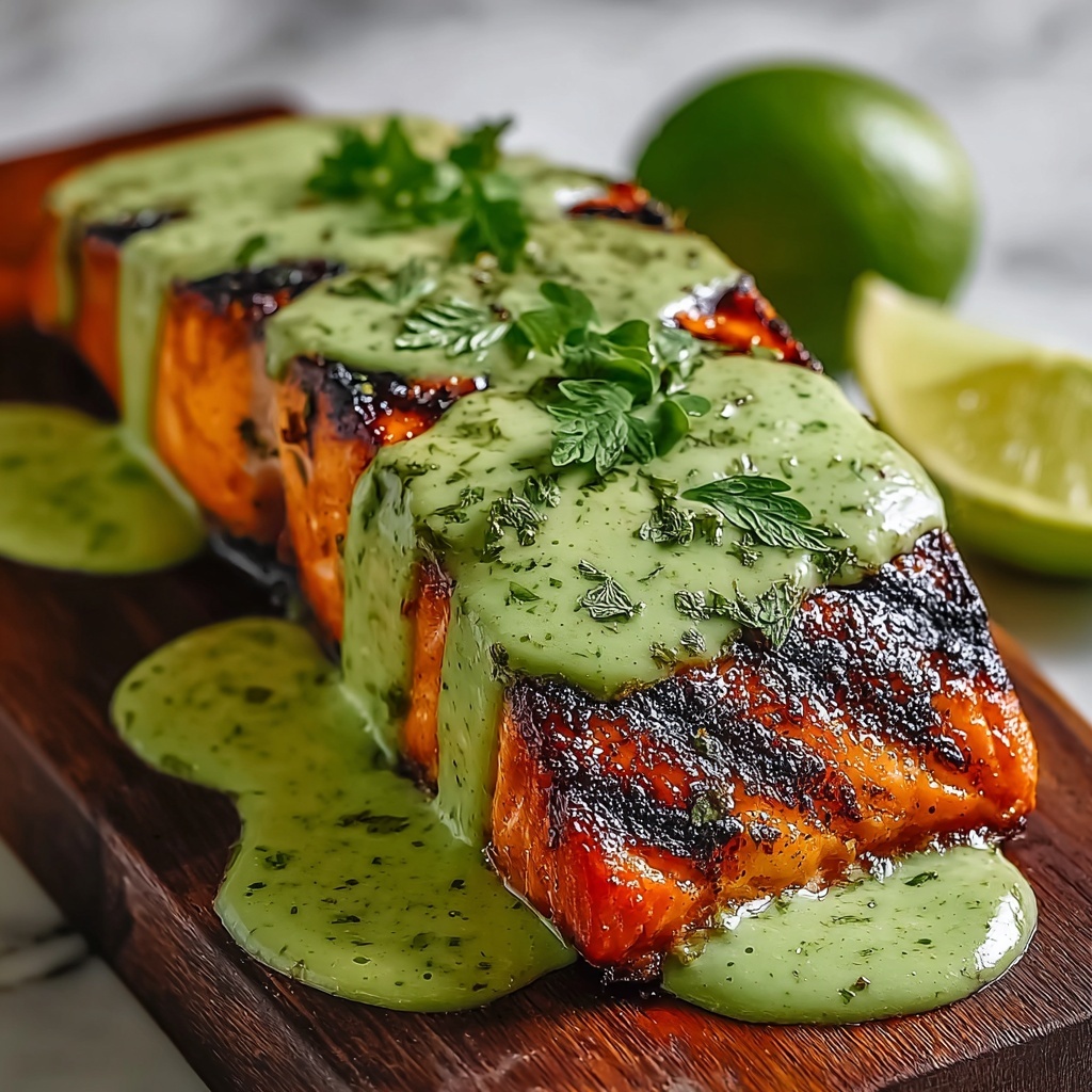 Cajun Salmon with Avocado Lime Cream and Black Bean Corn Salsa Recipe - Recipe Image