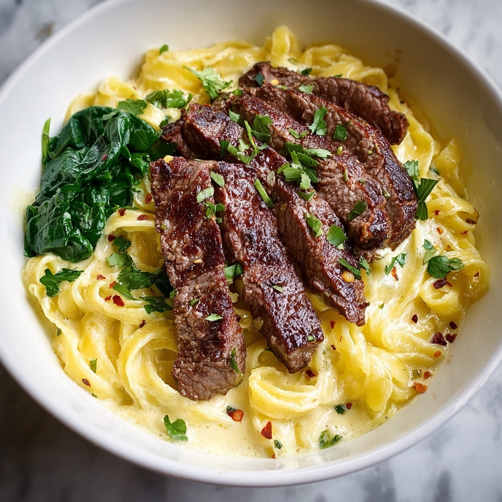 Creamy Garlic Butter Steak & Pasta Recipe - Recipe Image
