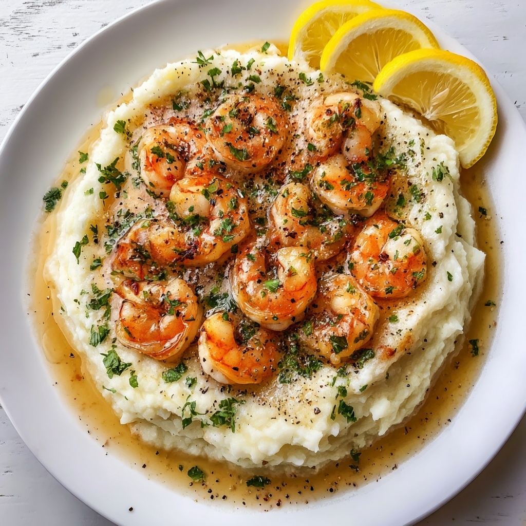 Creamy Garlic Shrimp Over Mashed Potatoes Recipe - Recipe Image