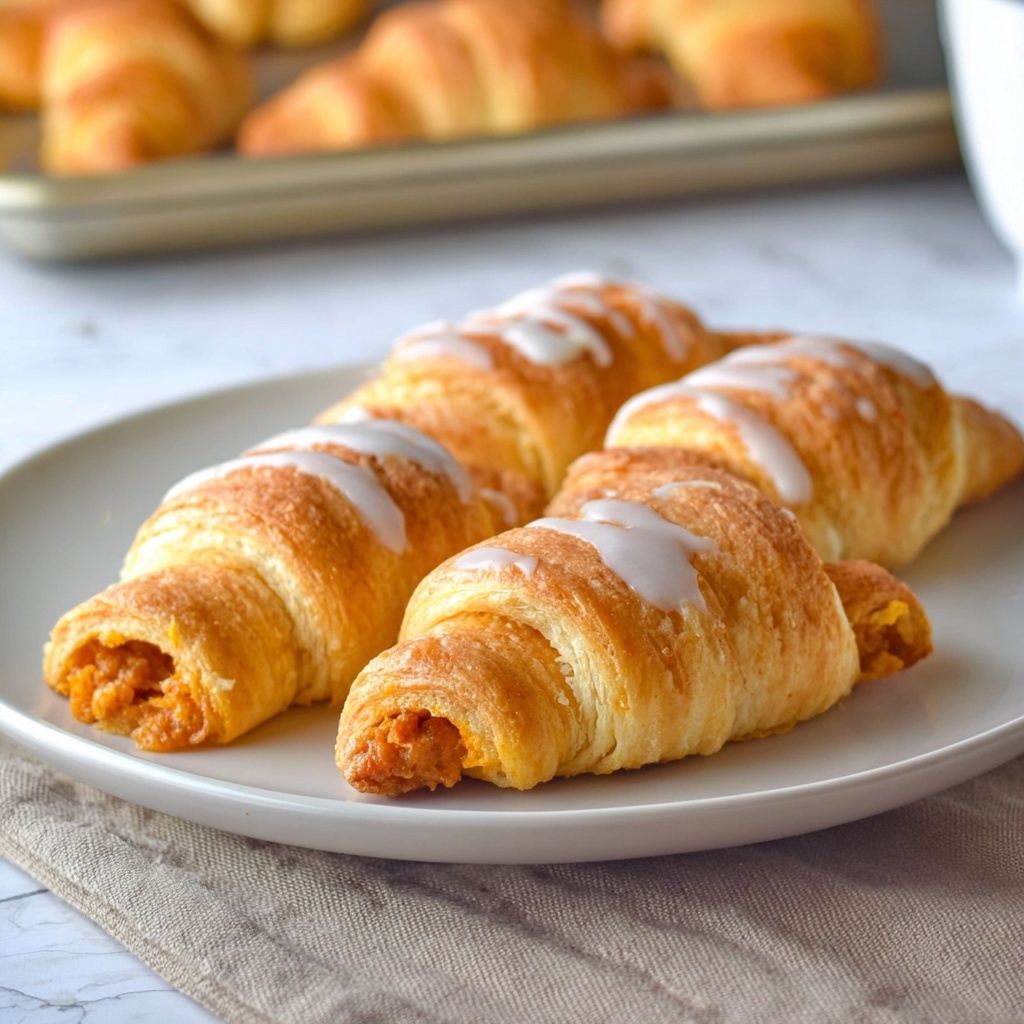 Pumpkin Pie Croissants with Maple Glaze Recipe - Recipe Image