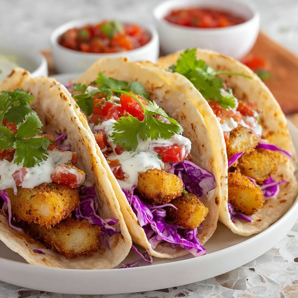 Fried Chicken Tacos with Red Cabbage, Cilantro, and Lime Recipe - Recipe Image