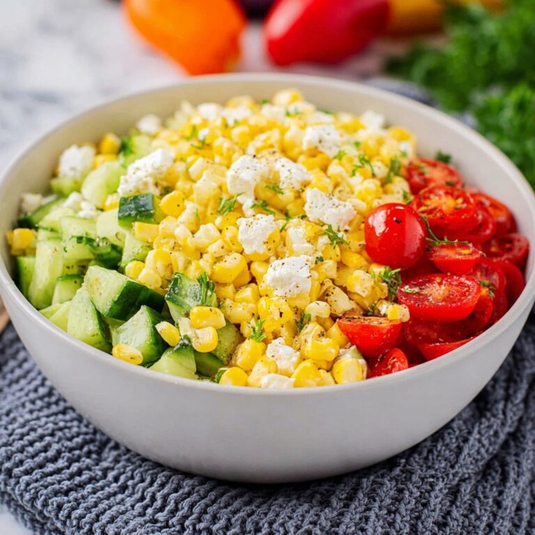 Fresh Corn Salad with Feta, Tomatoes, Cucumber, and Herb Dressing Recipe