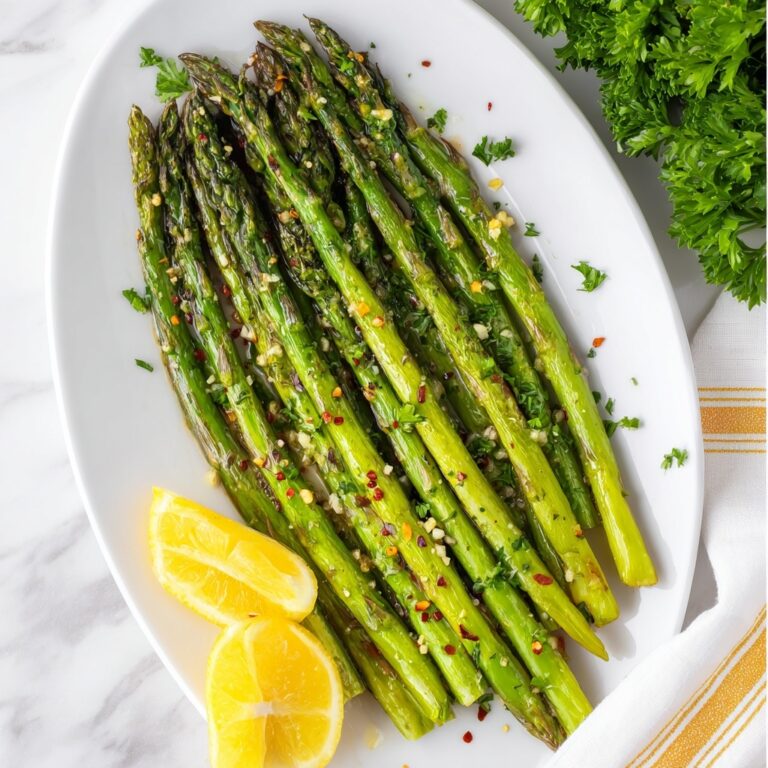 Oven Roasted Asparagus with Garlic, Parmesan, and Lemon Recipe