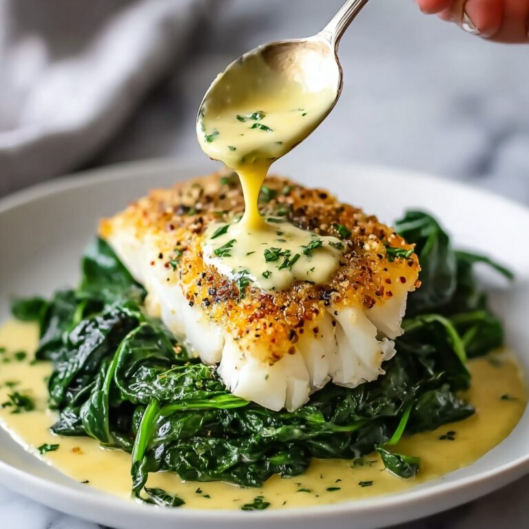 Luscious Lemon-Garlic Sea Bass with Creamed Spinach Delight Recipe