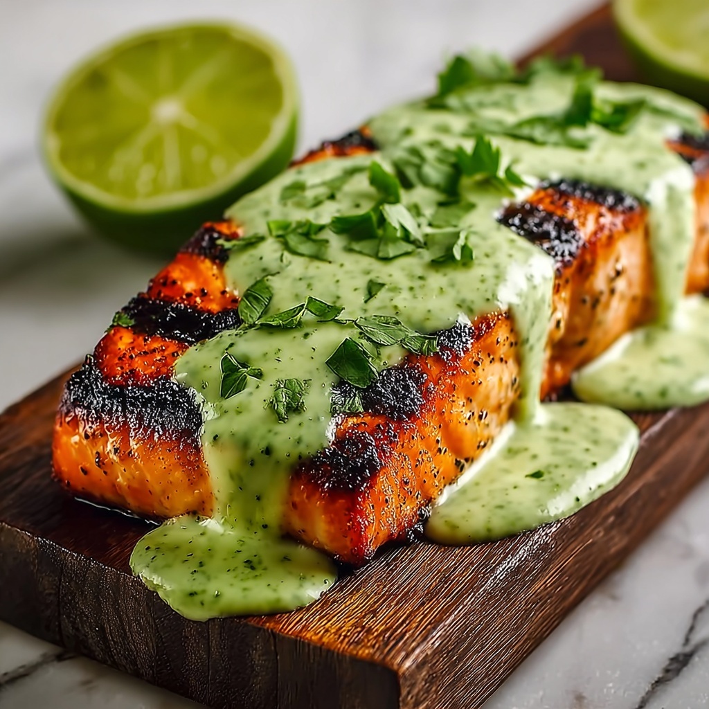 Cajun Salmon with Avocado Lime Cream and Black Bean Corn Salsa Recipe - Recipe Image