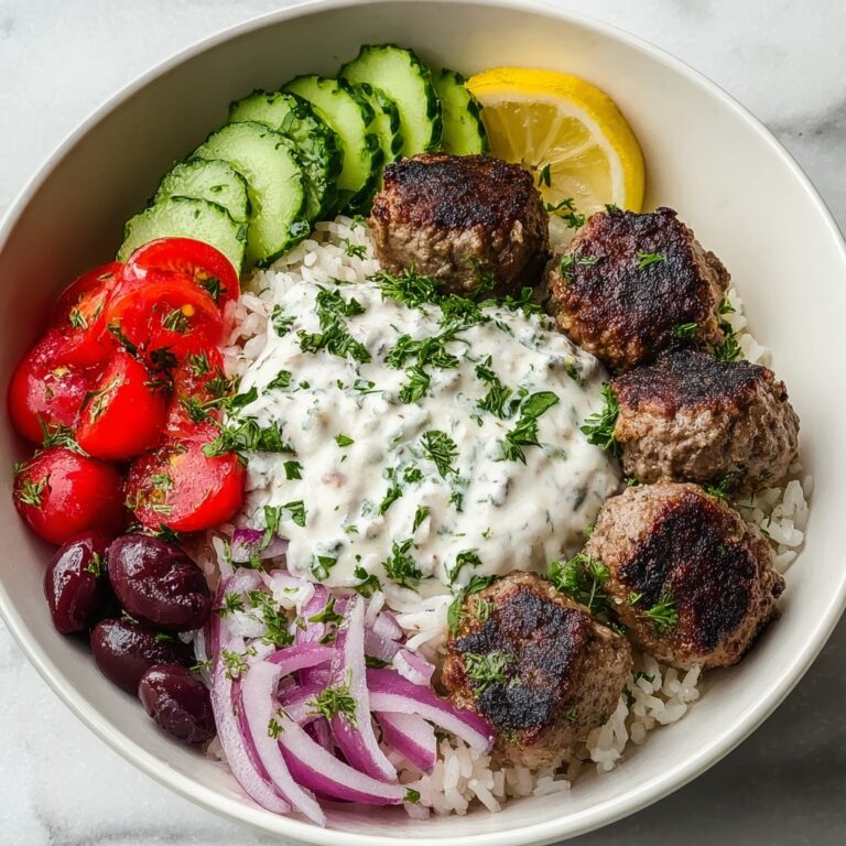 Greek Meatball Bowl with Tzatziki and Fresh Veggies Recipe