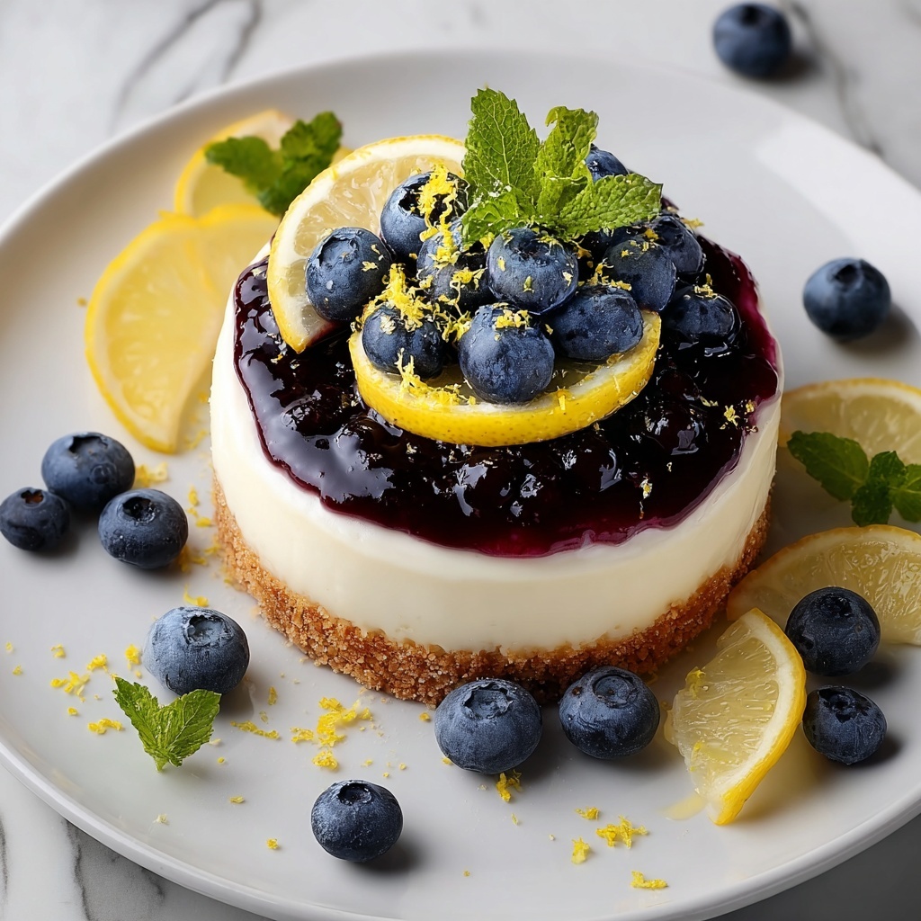 Lemon Blueberry Shortbread Mousse Cake Recipe - Recipe Image
