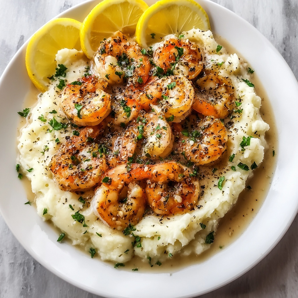 Creamy Garlic Shrimp Over Mashed Potatoes Recipe - Recipe Image