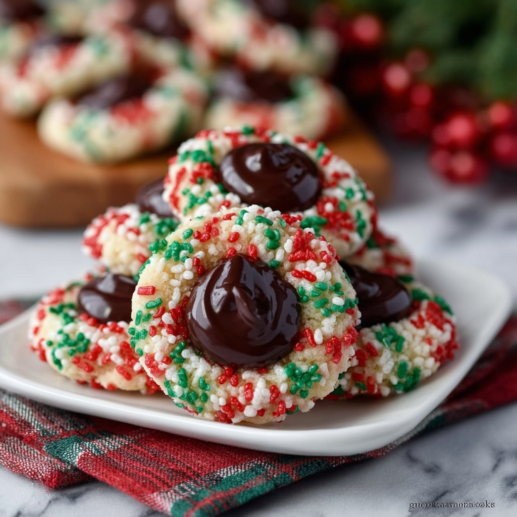 Christmas Thumbprint Cookies with Chocolate and Coffee Filling Recipe - Recipe Image