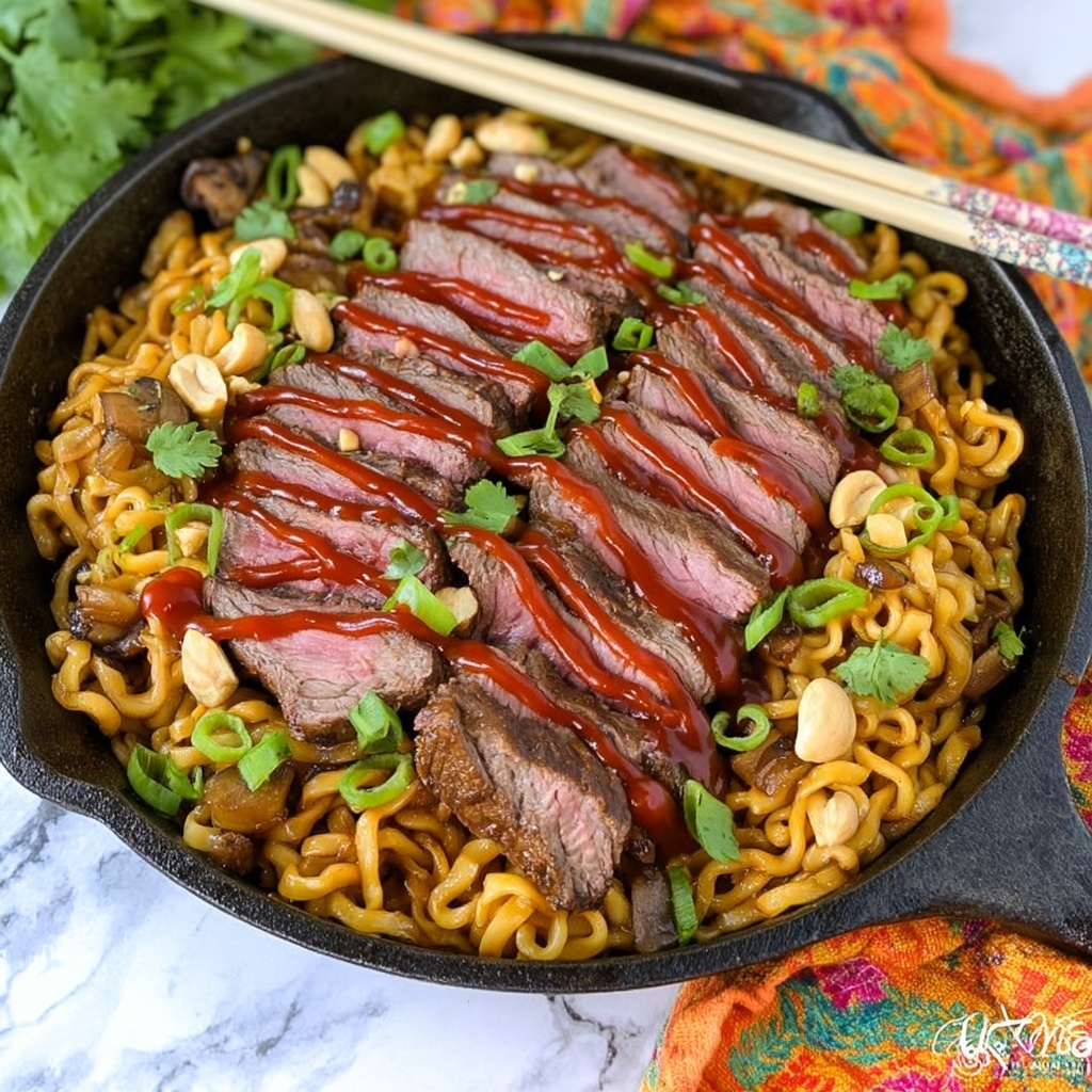 Spicy Korean Beef Noodles Recipe - Recipe Image