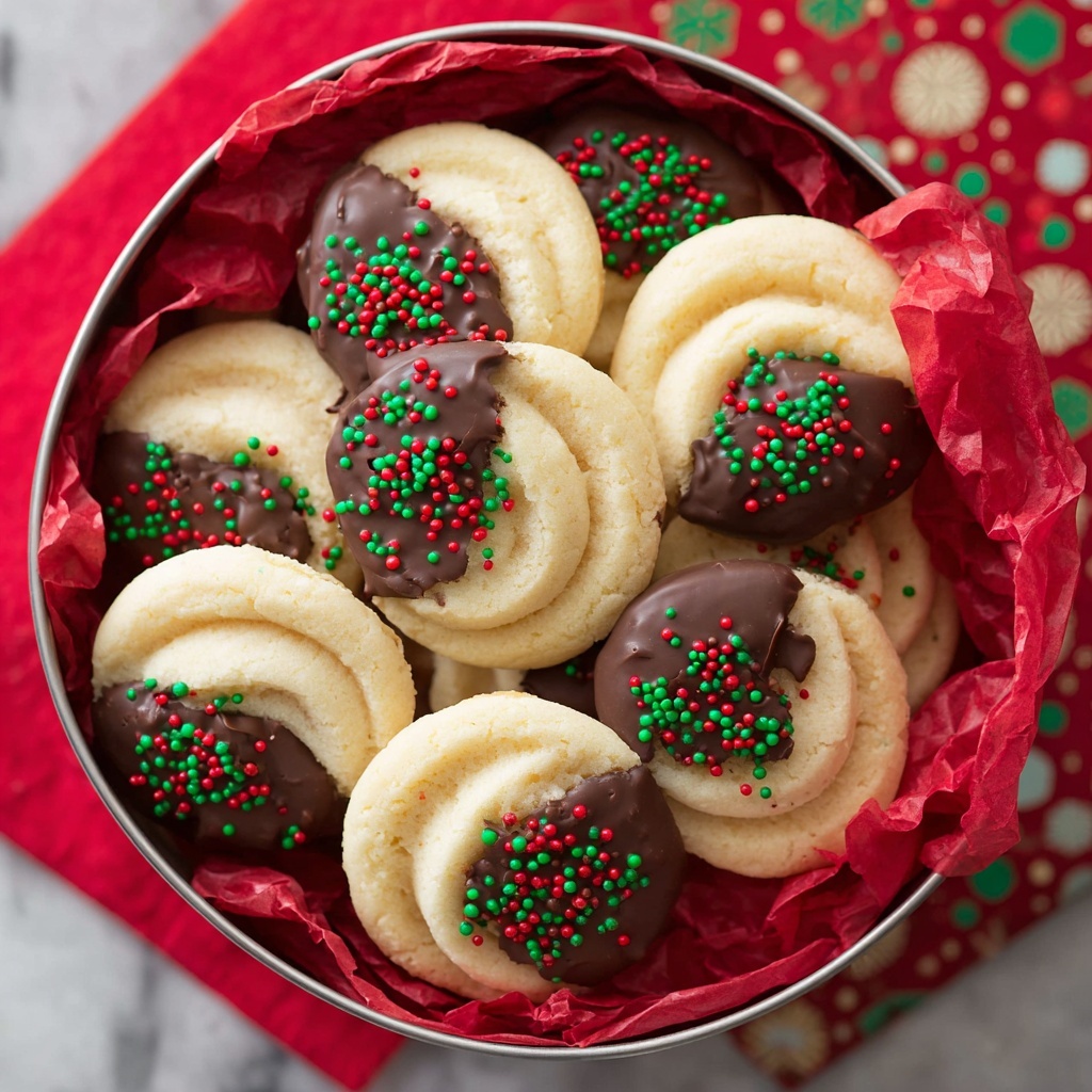 Butter Cookie Swirls with Chocolate Drizzle and Sprinkles Recipe - Recipe Image