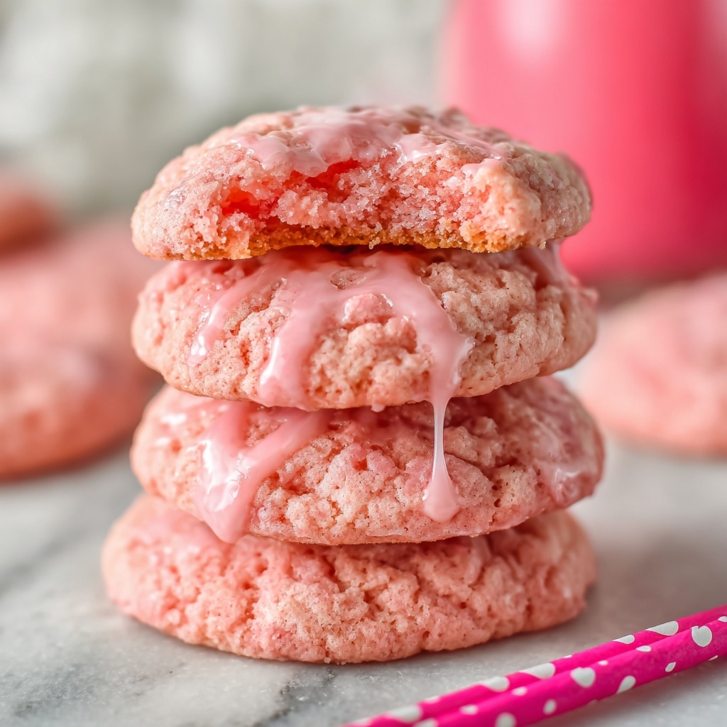 Strawberry Cake Mix Cookies with Fresh Strawberry Lemon Glaze Recipe - Recipe Image