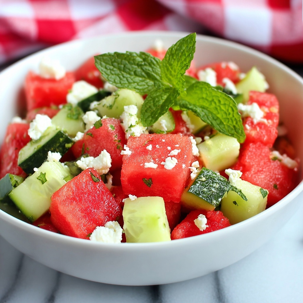 Watermelon Salad with Feta, Cucumber, and Fresh Herbs Recipe - Recipe Image