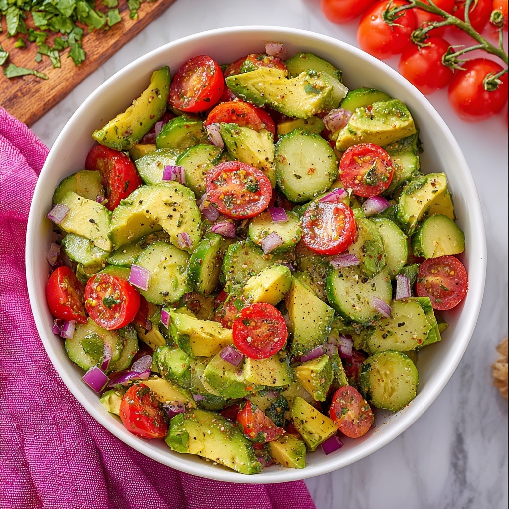 Fresh Avocado Salad with Cucumber, Tomatoes, and Cilantro Recipe - Recipe Image