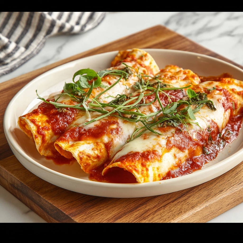 Cheesy Baked Manicotti with Marinara and Fresh Basil Recipe - Recipe Image