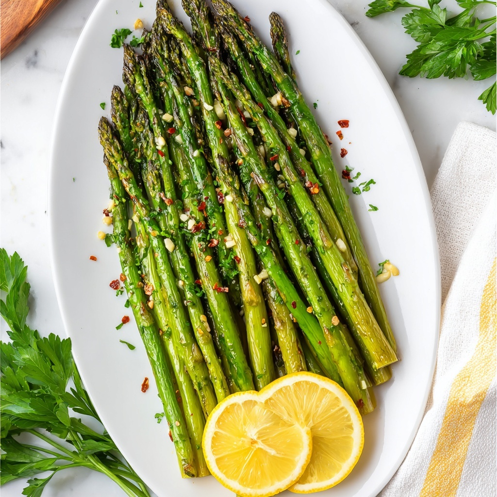 Oven Roasted Asparagus with Garlic, Parmesan, and Lemon Recipe - Recipe Image