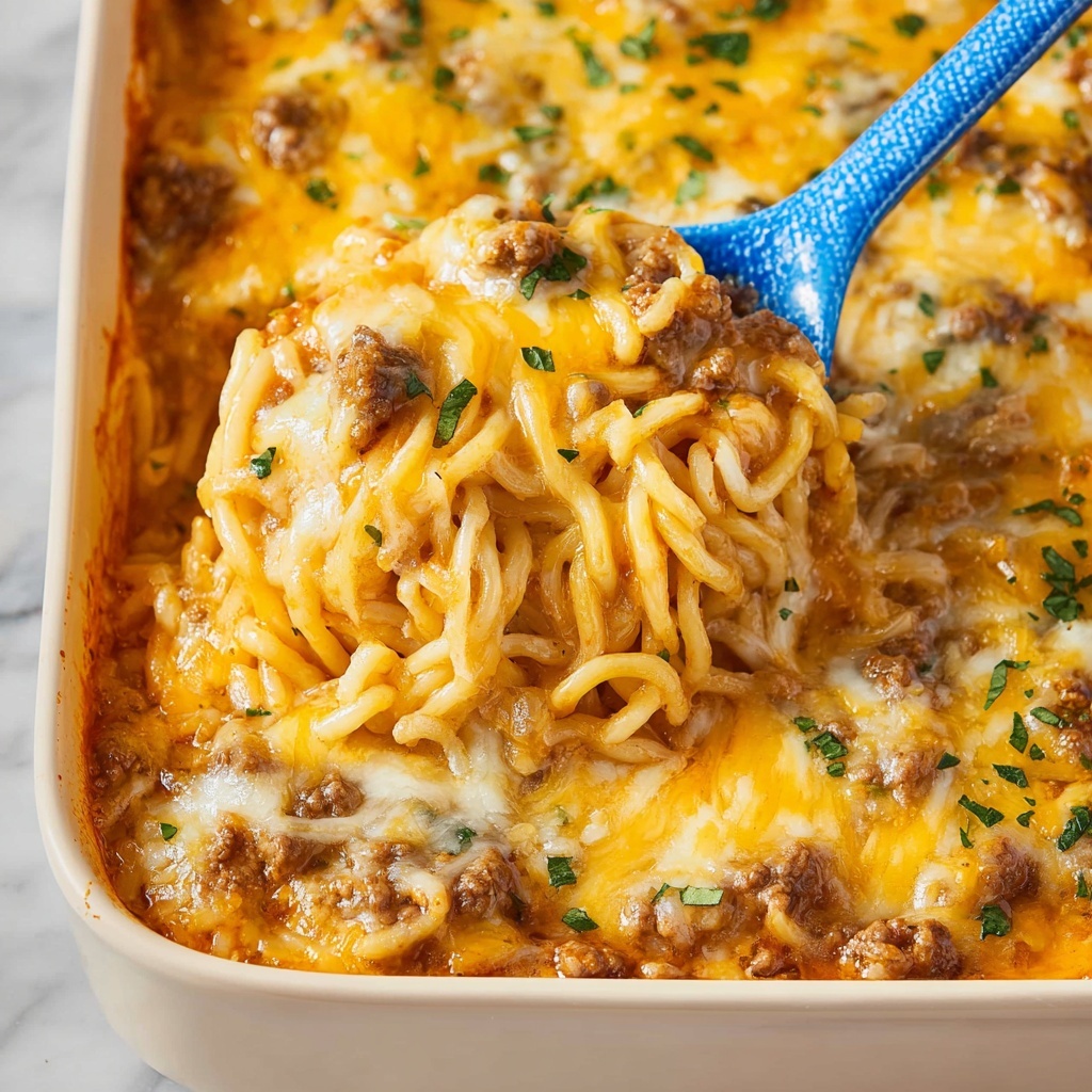 Mexican Spaghetti Casserole with Taco Beef and Cheesy Enchilada Sauce Recipe - Recipe Image