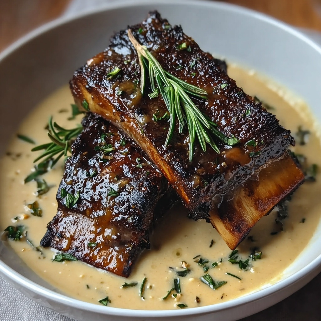 Comforting Braised Short Ribs in Creamy Herb Sauce Recipe - Recipe Image