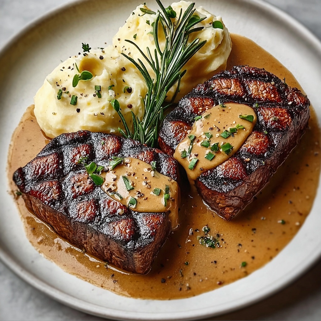 Elegant Filet Mignon with Creamy Peppercorn Sauce Bliss Recipe - Recipe Image