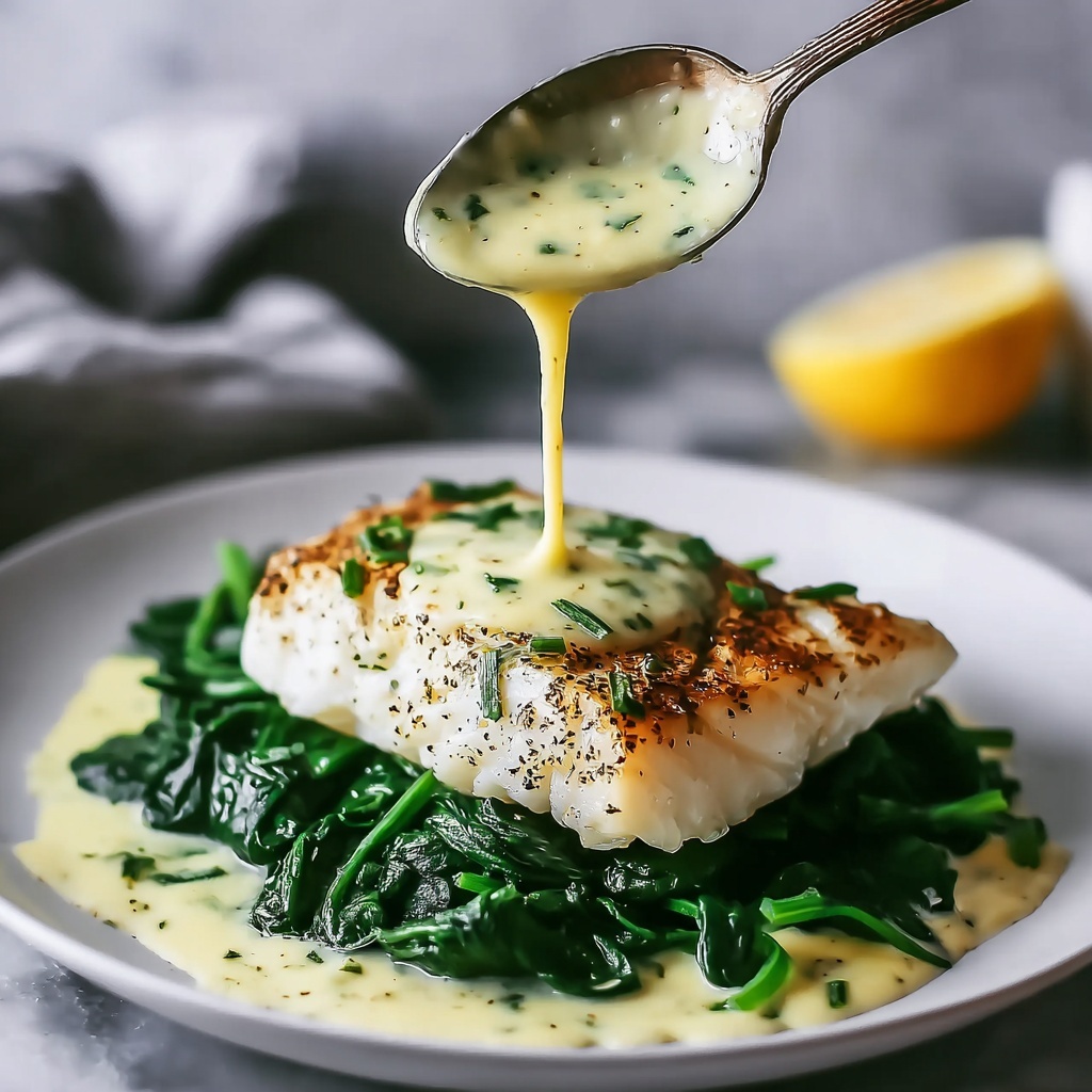 Luscious Lemon-Garlic Sea Bass with Creamed Spinach Delight Recipe - Recipe Image