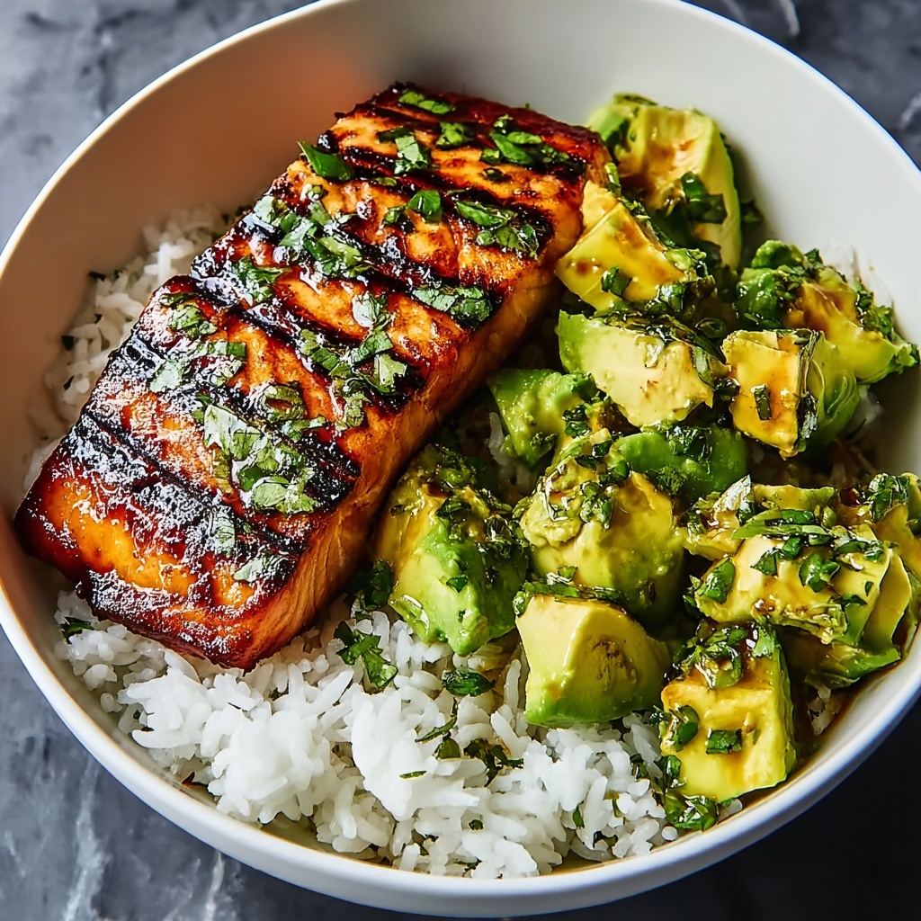 Irresistibly Tasty Chipotle Glazed Salmon Bowl with Avocado and Feta Recipe - Recipe Image