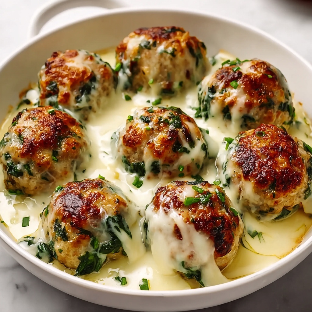Irresistibly Creamy Baked Chicken Ricotta Meatballs with Spinach Recipe - Recipe Image