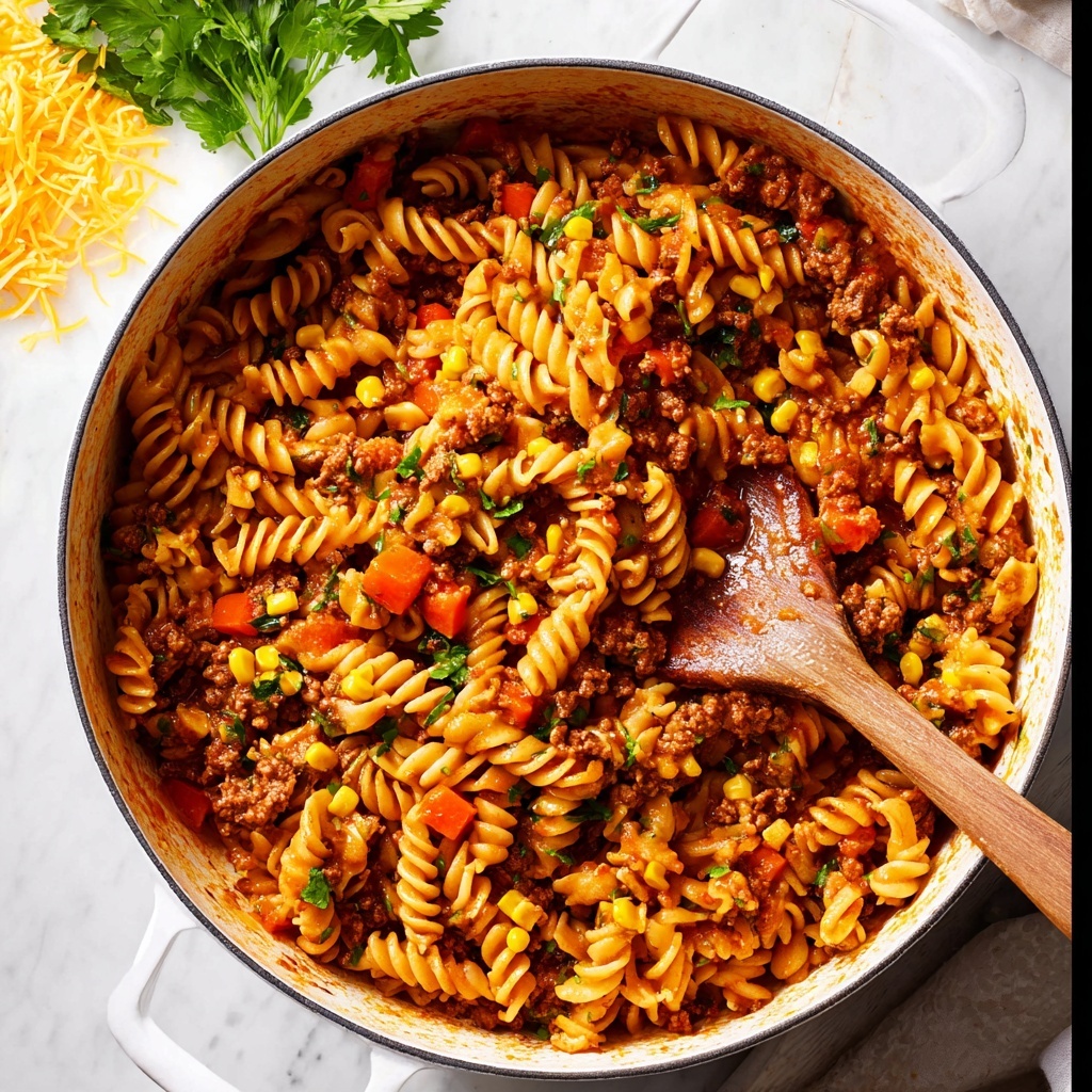One Pot Cheesy Taco Pasta Recipe - Recipe Image