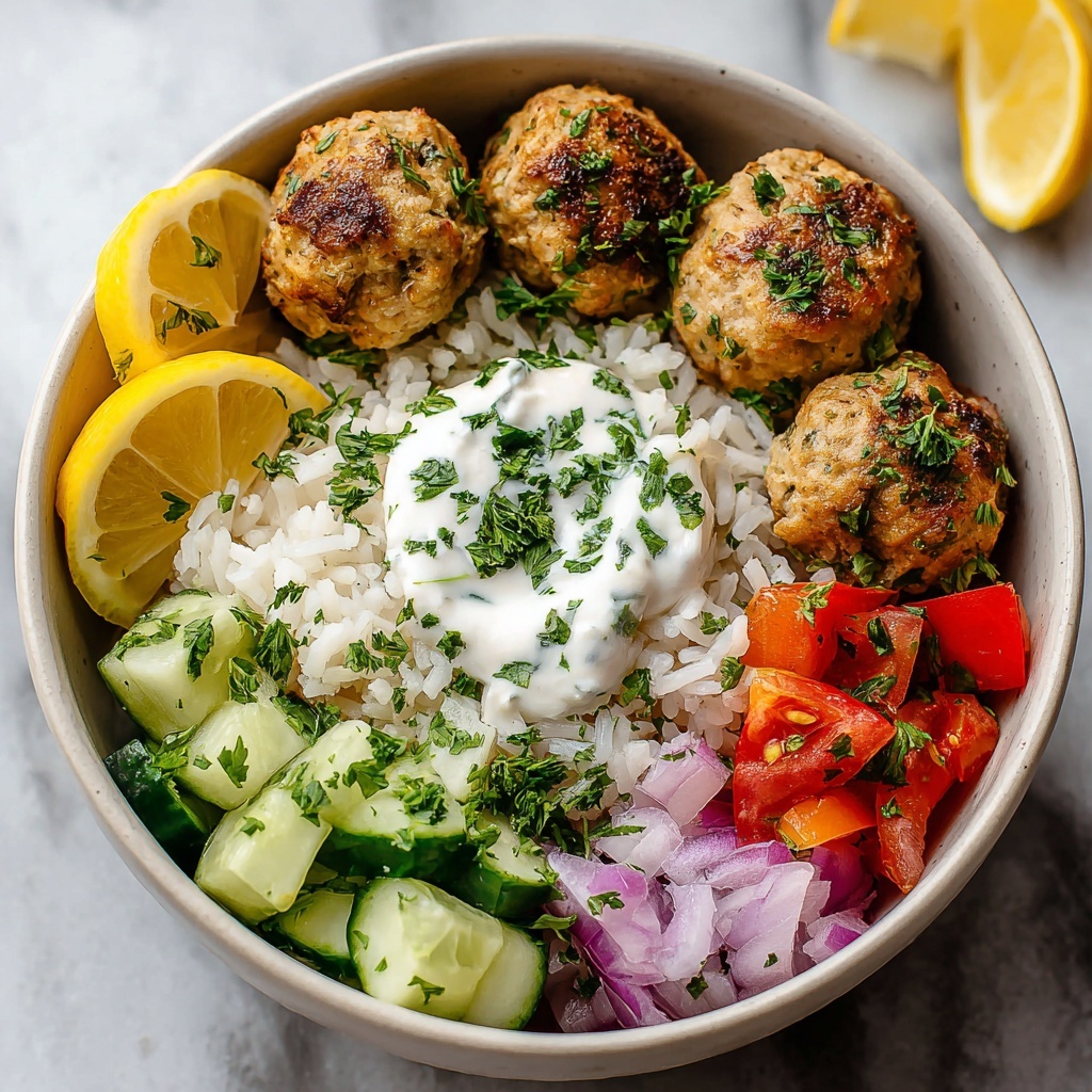 Mediterranean Bowl with Ground Turkey Meatballs Recipe - Recipe Image