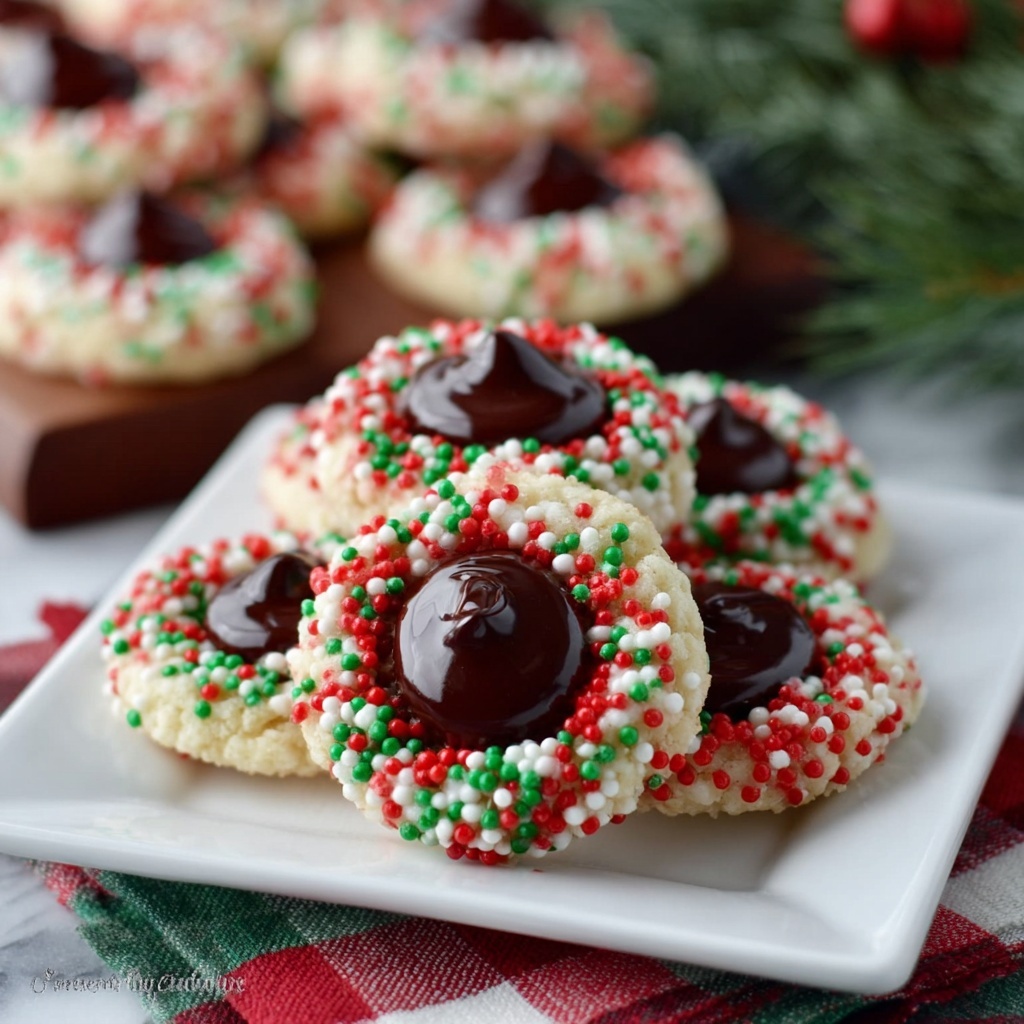 Christmas Thumbprint Cookies with Chocolate and Coffee Filling Recipe - Recipe Image