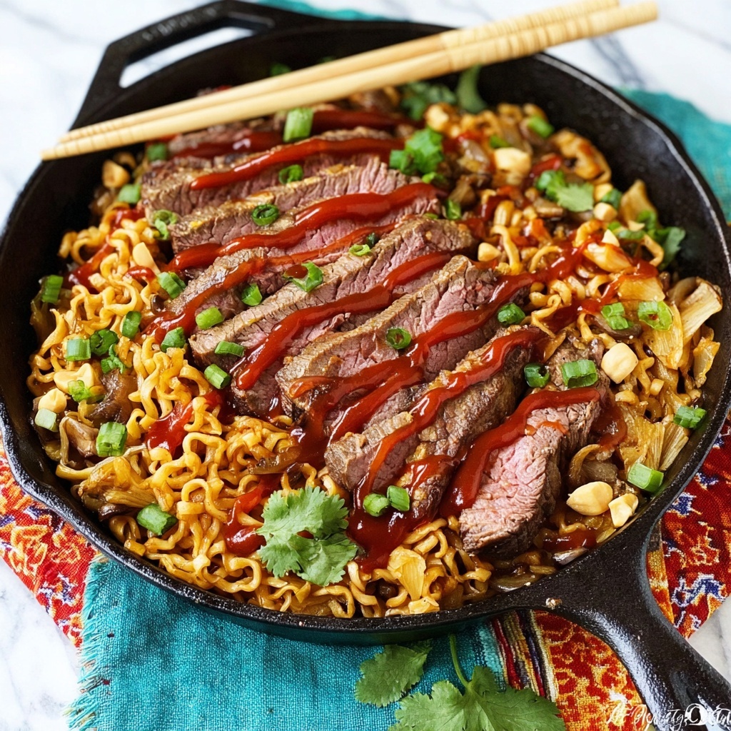 Spicy Korean Beef Noodles Recipe - Recipe Image