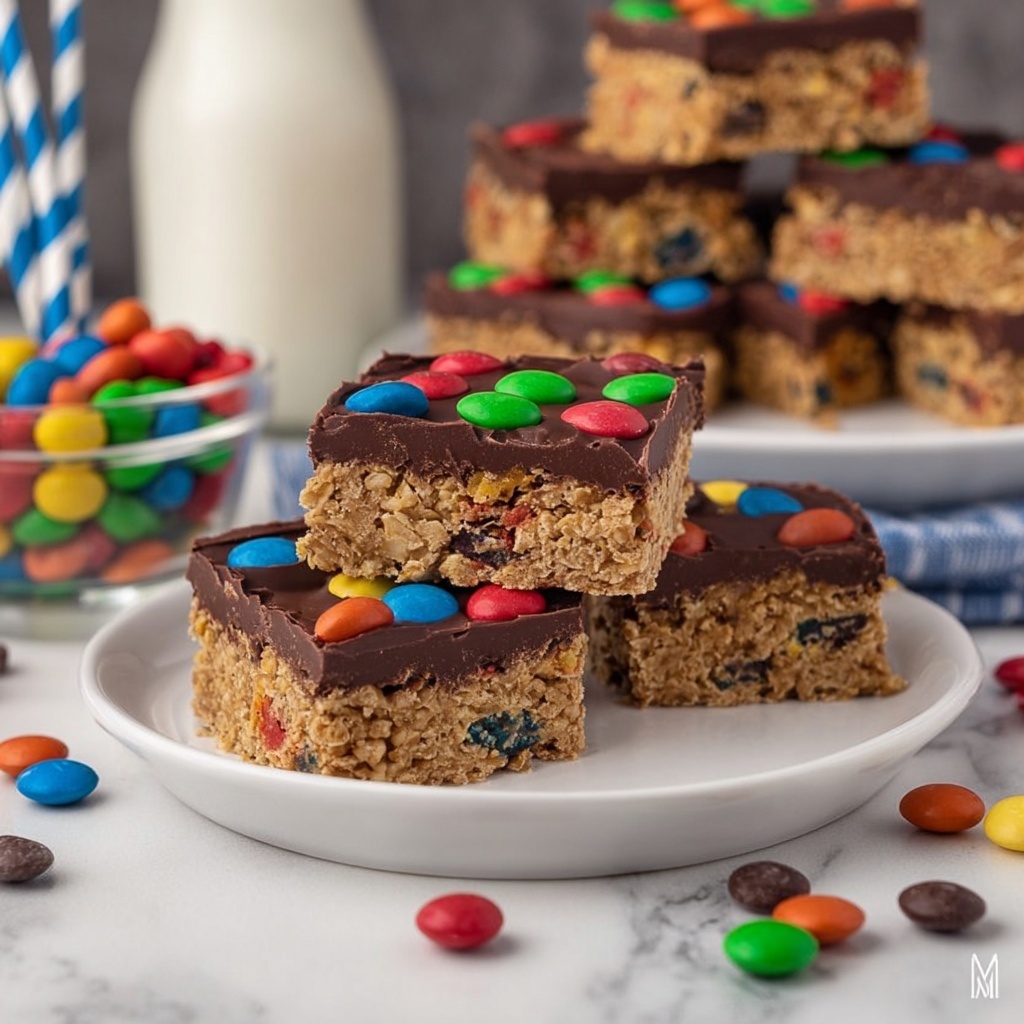 No-Bake Monster Cookie Bars Recipe - Recipe Image