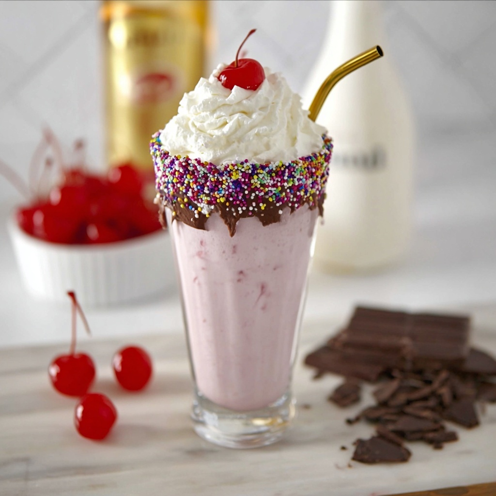 Boozy Chocolate Cherry Milkshake Recipe - Recipe Image