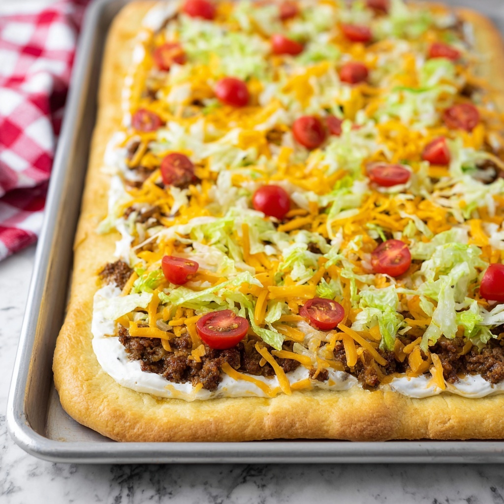 Taco Pizza with Cream Cheese, Ground Beef, and Fresh Toppings Recipe - Recipe Image
