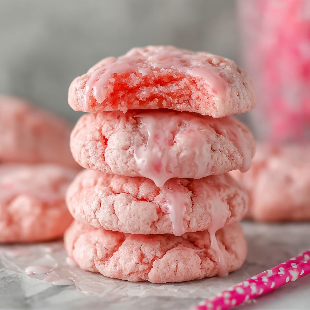 Strawberry Cake Mix Cookies with Fresh Strawberry Lemon Glaze Recipe - Recipe Image