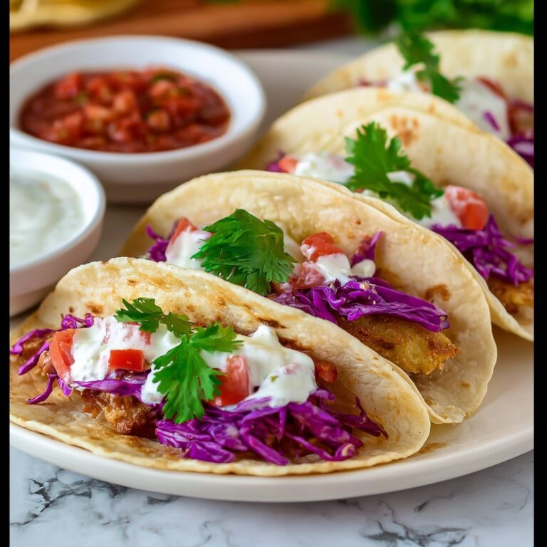 Fried Chicken Tacos with Red Cabbage, Cilantro, and Lime Recipe