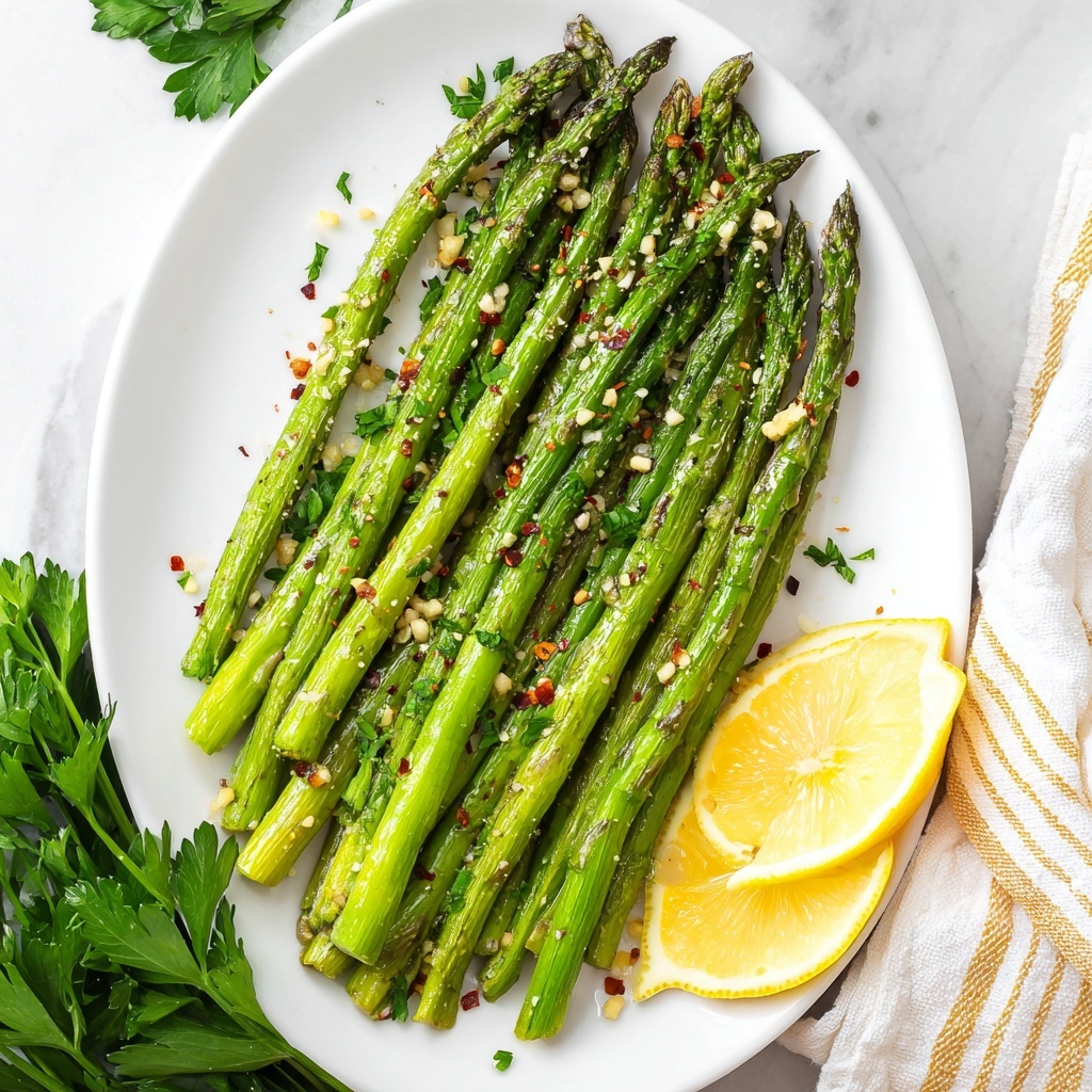 Oven Roasted Asparagus with Garlic, Parmesan, and Lemon Recipe - Recipe Image